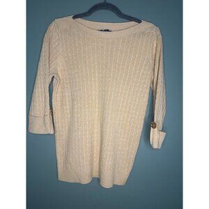 Karen Scott Womens Size XL Yellow 100% Cotton Knit Sweater Classic Casual Preppy